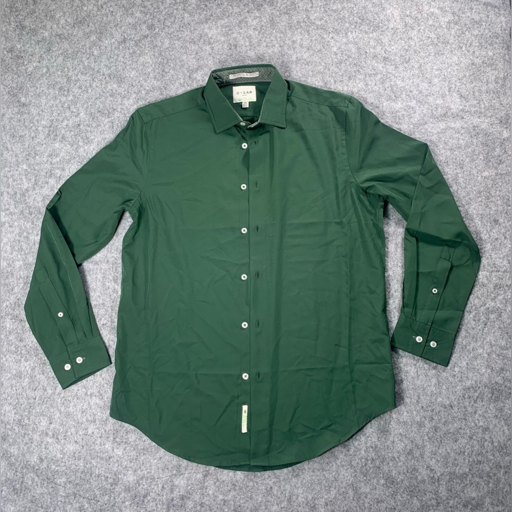C-LAB NYC slim-fit button-up shirt Men's Classic Green Dress Shirt